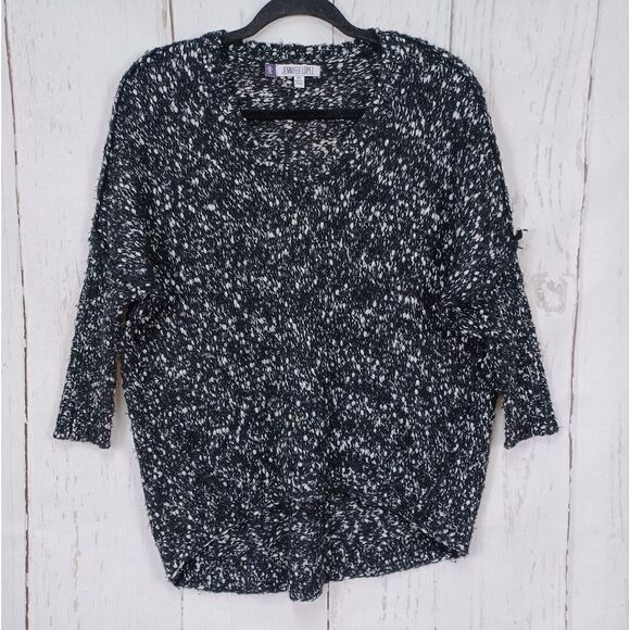 ‼️final must bundle‼️ Jennifer Lopez Grunge Knit Sweater Black Metallic - Picture 1 of 11